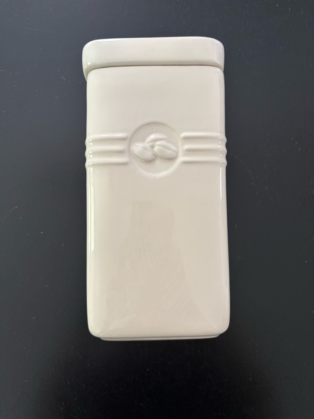 Le Creuset Cream Ceramic Coffee Canister with Embossed Bean Detail